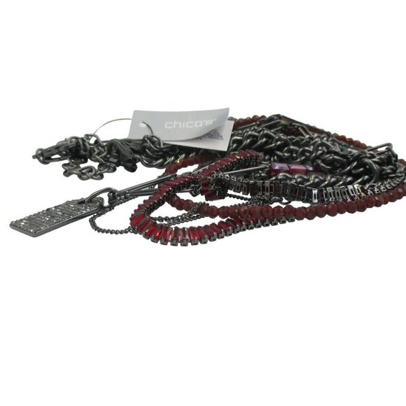 Chico's Red Multistrand Mixed Metal Upscale Short Necklace NWT - Picture 8 of 8